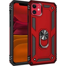 LTG Nova Newface Iphone 11 Kılıf Sofya Yüzüklü Silikon Kapak - Kırmızı