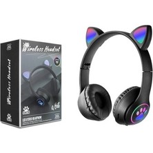 Subzero SW78 Sevimli Kedi Kulaklı LED Işıklı Katlanabilir Kablosuz Kulaküstü Bluetooth Kulaklık