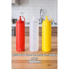 Destpak 1000 ml 3 Adet Sos Yağ Şişesi - Sos Kabı - Şeflerin Yağ Kabı - Profesyonel Yağdanlık Sosluk