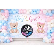 Ayıcıklı Gender Reveal Siyah Sürpriz Balonlu Parti Seti – Siyah Sürpriz Balonlu Boy Or Girl Konsepti
