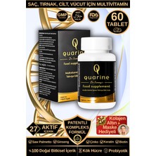 Dr. Sammy's Quarine Saç, Tırnak, Cilt ve Vücut Vitamini (60 Tablet) Dökülme ve Yıpranma Karşıtı Keratin, Biotin, Bitkisel Kök Hücre Extratları,Ginseng ve Multivitamin İçeren Diyet Takviyesi