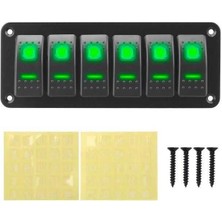 Voltaj 6'lı On-Off Yeşil Işıklı Anahtar Switch Panel 12V-24V