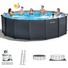 Intex 26384 478X124CM Graphite Gray Panel Prefabrik Havuz 220V Filtreli