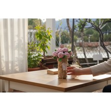 Pitaya Sanat Örgü Vazolu Örgü Pembe Gül Buketi