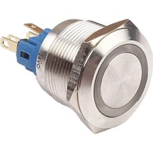 Swion D39 16MM Metal Beyaz Halka Ledli Yaylı Buton 12V