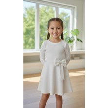 İnebolu Kids Inebolu Kids Kız Çocuk Fiyonk Detaylı Pamuklu Beyaz Elbise