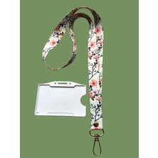 Staffy Tasarım Çiçek Dalı Temalı Yaka Ipi ve Kartlık