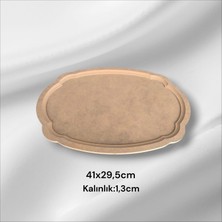Ahşap Boyanabilir Oval Dalgalı Büyük Nişan Tepsisi-Sunumluk