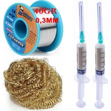 Smnr Mechanic Lehim Tel 40G 0,3mm Flux Lehim Toplama Havya Ucu Temizleme Teli SET04