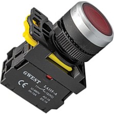 Gwest A5-01D 22MM Kırmızı LED Işıklı Yaylı Stop Buton 220V 1nc