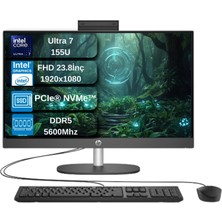 Hp Proone 240 G10 Intel® Core™ Ultra 7 155U 4,8 Ghz 24GB Ddr5 1tb SSD 23.8" Fhd (1920 x 1080), Ips,wled 250 Nits Windows 11 Pro Siyah Allınone Bilgisayar WD1BC2ETDNG08