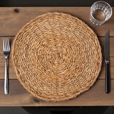 Ar&Be 6 Adet Hasır Supla Örgü Amerikan Servis Tabak Tava Tencere Altlığı Bambu Sofra Servis Sunum Yanmaz