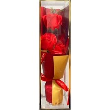 YELİZ Ylz Xc-50 Kutulu Kırmızı Gül Buketi 3 Gül Yapay Çiçek