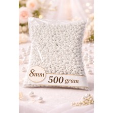 Fiore Hediyelik Lüks Delikli Beyaz Plastik Inci Boncuk 8mm 500 gr – Düğün,nikah,nişan,hediyelik,kolye,bileklik,takı,