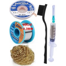 Smnr Mechanic Lehim Tel 40G 0,3mm Flux Lehim Toplama CP-3015 Emme Teli 3,0mm Havya Ucu Temizleme Teli SET02