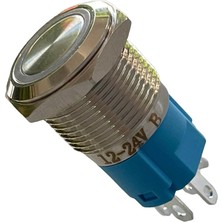Voltaj E36-1 16MM Metal Buton Yaylı 12-24V Mavi LED Işıklı 1no/1nc