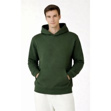 Kapüşonlu Sweatshirt - Haki