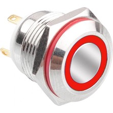 Swion D34 16MM Metal Kırmızı Halka Ledli Yaylı Buton 12V