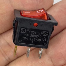 Swion IC-118 Mini Işıklı Anahtar 3p Siyah + Kırmızı Işık