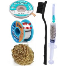 Smnr Mechanic Lehim Tel 40G 0,3mm Flux Lehim Toplama CP-3515 Emme Teli 3,5mm Havya Ucu Temizleme Teli SET02
