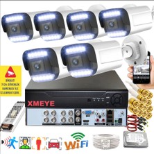 Bises 6 Lı Araç Insan Yüz Tanımalı Hareket Algılayan 5 Mp Lens 12 Warm LED Gece Renkli Kamera Seti 3312W