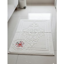 Z&N Style Annem Hediyelik 3D Krem Havlu Üzeri Çeyizlik Lüks Nakışlı Jaklarlı Ayak Havlusu Banyo Paspası 50X70