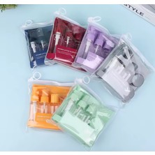 Mucit Home Çantalı Seyahat Seti – Renkli Şeffaf Doldurulabilir Şişe ve Krem Kabı – Uçak ve El Bagajı Uyumlu