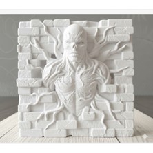 Atölye Matris Stranger Things Vecna Rolyef 13 x 13 cm 3D Baskı Pla Plastik Beyaz Biblo Dekoratif Obje