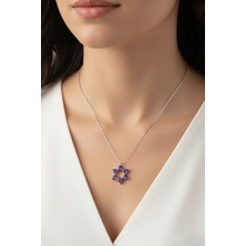 BymissMücevherat ‘aşkın Fısıltısı’ 45 + 5 cm Uzatmalı Zincir Ametist Kalp Taşlı 925 Ayar Gümüş Kolye