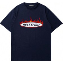 Mad&Calf Unisex Holy Spirit Baskılı Bisiklet Yaka Oversize Tshirt