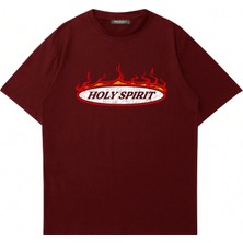 Mad&Calf Unisex Holy Spirit Baskılı Bisiklet Yaka Oversize Tshirt
