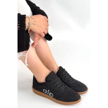 OEY Fashions Lendo Siyah Süet Bağcıklı Spor Ayakkabı