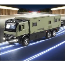 Sesli Işıklı Çek Bırak Motorlu Karavan Tır Oyuncak Metal Mercedes Tır 23 cm