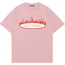 Mad&Calf Unisex Holy Spirit Baskılı Bisiklet Yaka Oversize Tshirt