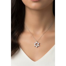 BymissMücevherat ‘aşkın Fısıltısı’ 45 + 5 cm Uzatmalı Zincir Beyaz Zirkon Kalp Taşlı 925 Ayar Gümüş Kolye