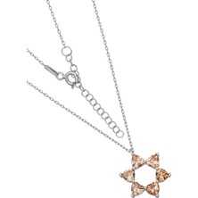 BymissMücevherat ‘aşkın Fısıltısı’ 45 + 5 cm Uzatmalı Zincir Şampanya Rengi Sitrin Kalp Taşlı 925 Ayar Gümüş Kolye