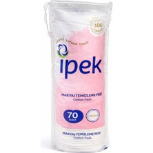 İpek Ipek Makyaj Temizleme Pedi 70 Adet – %100 Pamuk Dikişli Cotton Pads, Hassas Ciltlere Uygun