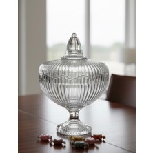 Hane216 Cam Ayaklı Kapaklı Şekerlik ,sunumluk , Lokumluk 23 cm