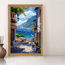 Lioncraft Deniz, Dağ, Şehir Manzaralı Tablo, Wallpaper, Duvar Tablosu, Çerçeveli Cam Tablo 40X60CM