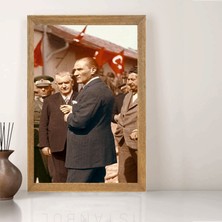 Lioncraft Mustafa Kemal Atatürk Portresi Tablo, Wallpaper, Duvar Tablosu, Çerçeveli Cam Tablo 40X60CM