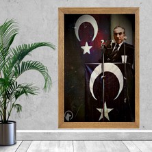 Lioncraft Başbuğ Alparslan Türkeş Tablo, Wallpaper, Türkçü Duvar Tablosu, Çerçeveli Cam Tablo 50X70CM