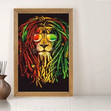 Lioncraft Aslan Tablo, Çerçeveli Cam Tablo 50X70 cm