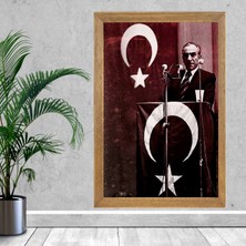 Lioncraft Başbuğ Alparslan Türkeş Tablo, Çerçeveli Cam Tablo 50X70 cm