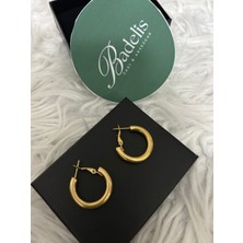 Stainless Steel Badelis Çelik Gold Halka Küpe