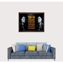Lioncraft Türkçü, Mustafa Kemal Atatürk, Andımız, Türk, Çerçeveli Cam Duvar Tablosu 40X60 cm