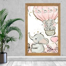 Lioncraft Çocuklar Için Bebek Fil Tablo, Çerçeveli Cam Tablo 40X60 cm