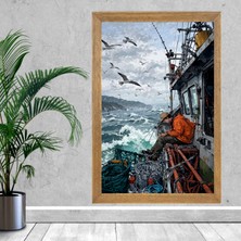 Lioncraft Deniz, Gemi Manzaralı Tablo, Wallpaper, Duvar Tablosu, Çerçeveli Cam Tablo 40X60CM