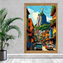 Lioncraft Brezilya Rio De Janerio Kurtarıcı Isa Heykeli Şehir Manzaralı Tablo, Wallpaper, Duvar Tablosu, Çerçeveli Cam Tablo 40X60CM