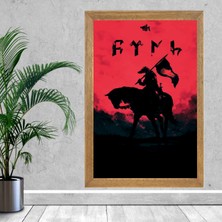 Lioncraft Türk Bayrağı, Türkçü, Bozkurt Tablo, Çerçeveli Cam Tablo 50X70 cm