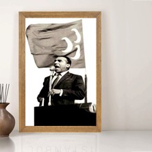 Lioncraft Başbuğ Alparslan Türkeş Tablo, Çerçeveli Cam Tablo 40X60 cm